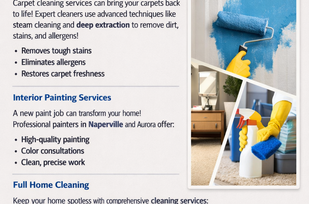 Professional Cleaning Services in Naperville and Aurora, IL: Cleaning, Carpet Cleaning, and Interior Painting for a Better Home