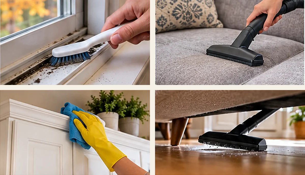 Fall cleaning details inside a comfortable home